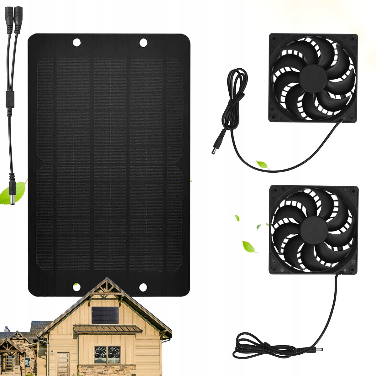 SOLAR WINDMILL DOUBLE 10W 12V FOR GREENHOUSE KITCHEN COOLING WATERPROOF