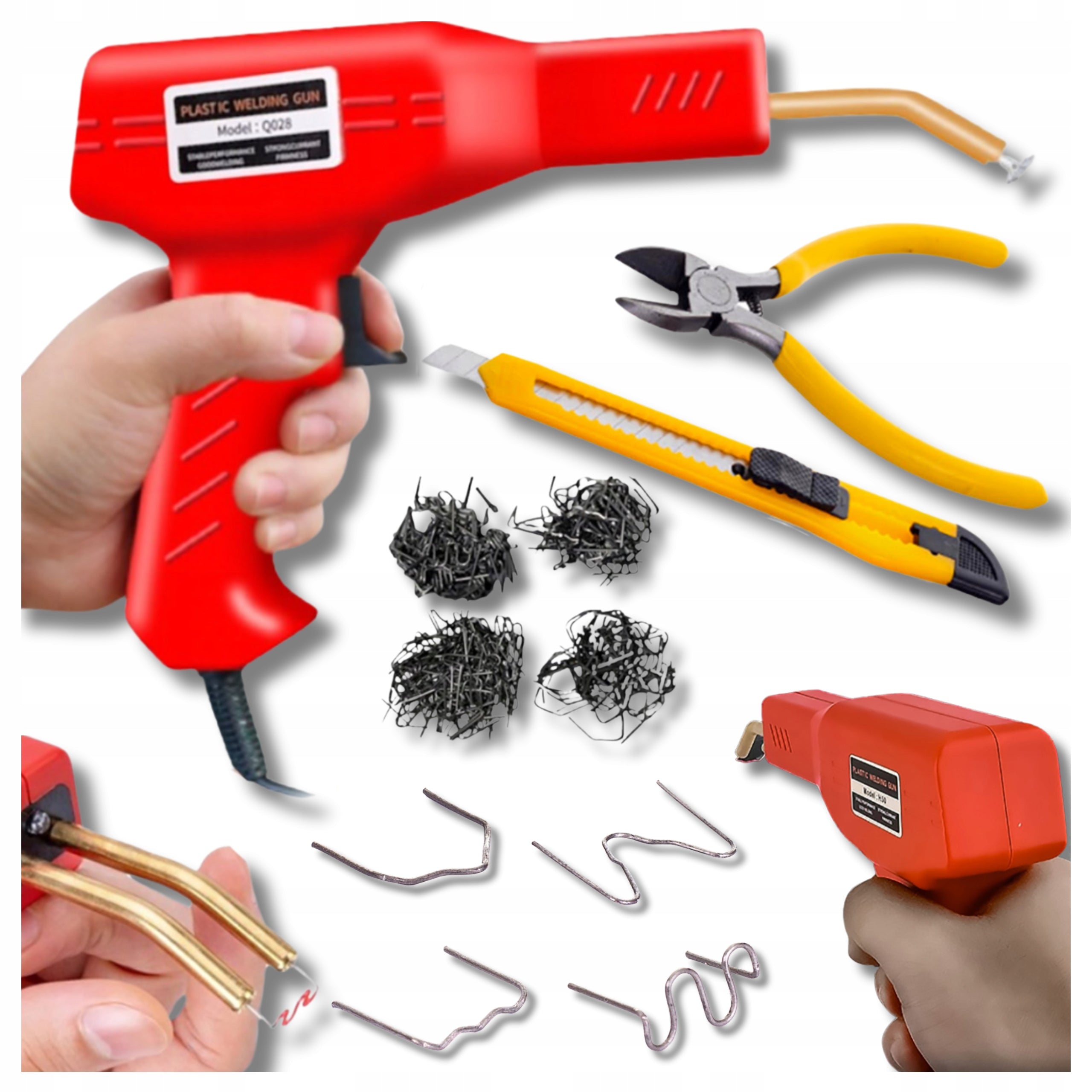 SOLDERING IRON WELDING MACHINE STAPLER + 200 STAPLES + CLIPPERS