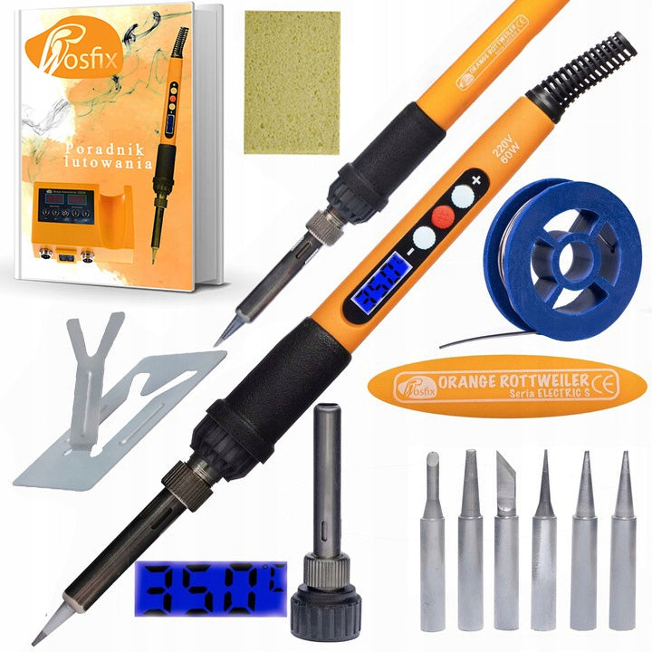 SOLDERING KIT 13IN1 ROSFIX 60W TIPS LCD FLUX TOOLS CASE MAT ESD 500°C Packaging status original