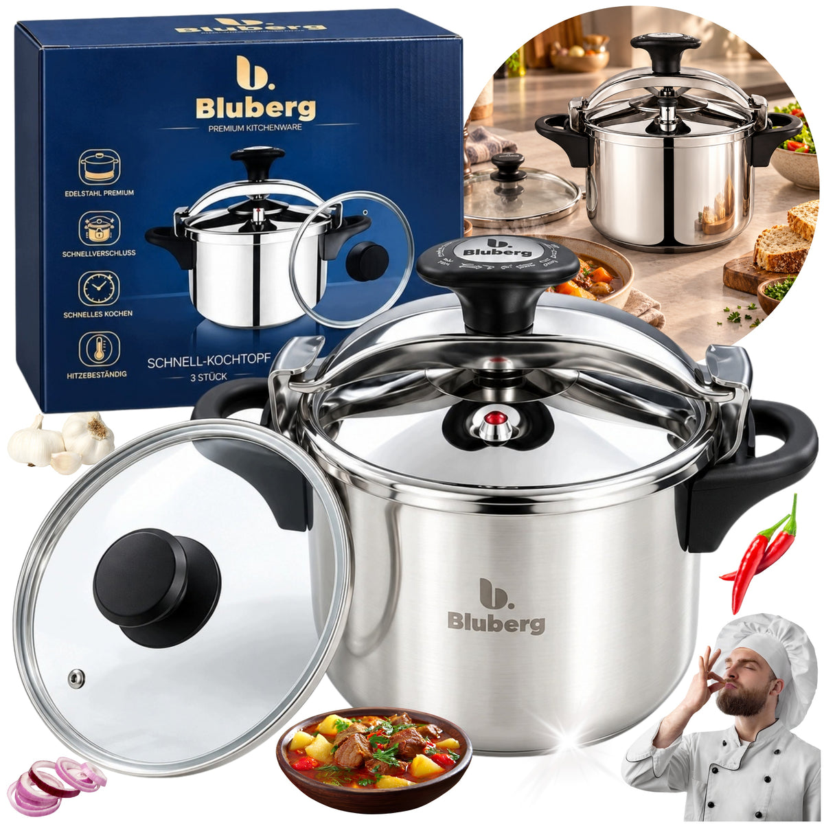 SOLID Pressure Cooker 11.0L STAINLESS STEEL 18/10 PRESSURE POT 2in1 HEAVY