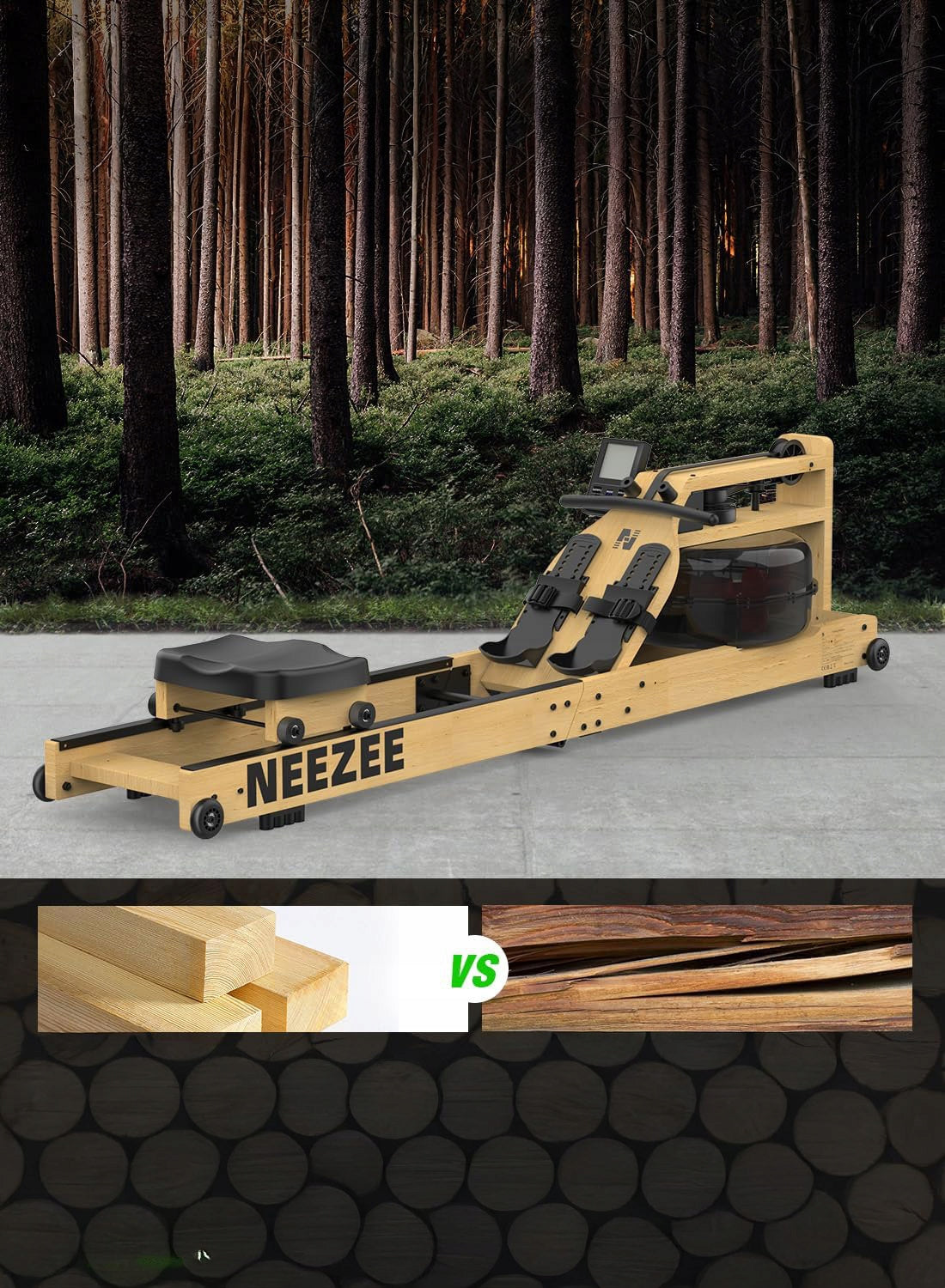 SOLID WOOD FOLDING WATER ROWING MACHINE WITH BLUETOOTH MONITOR AND HANDLE Brand no brand