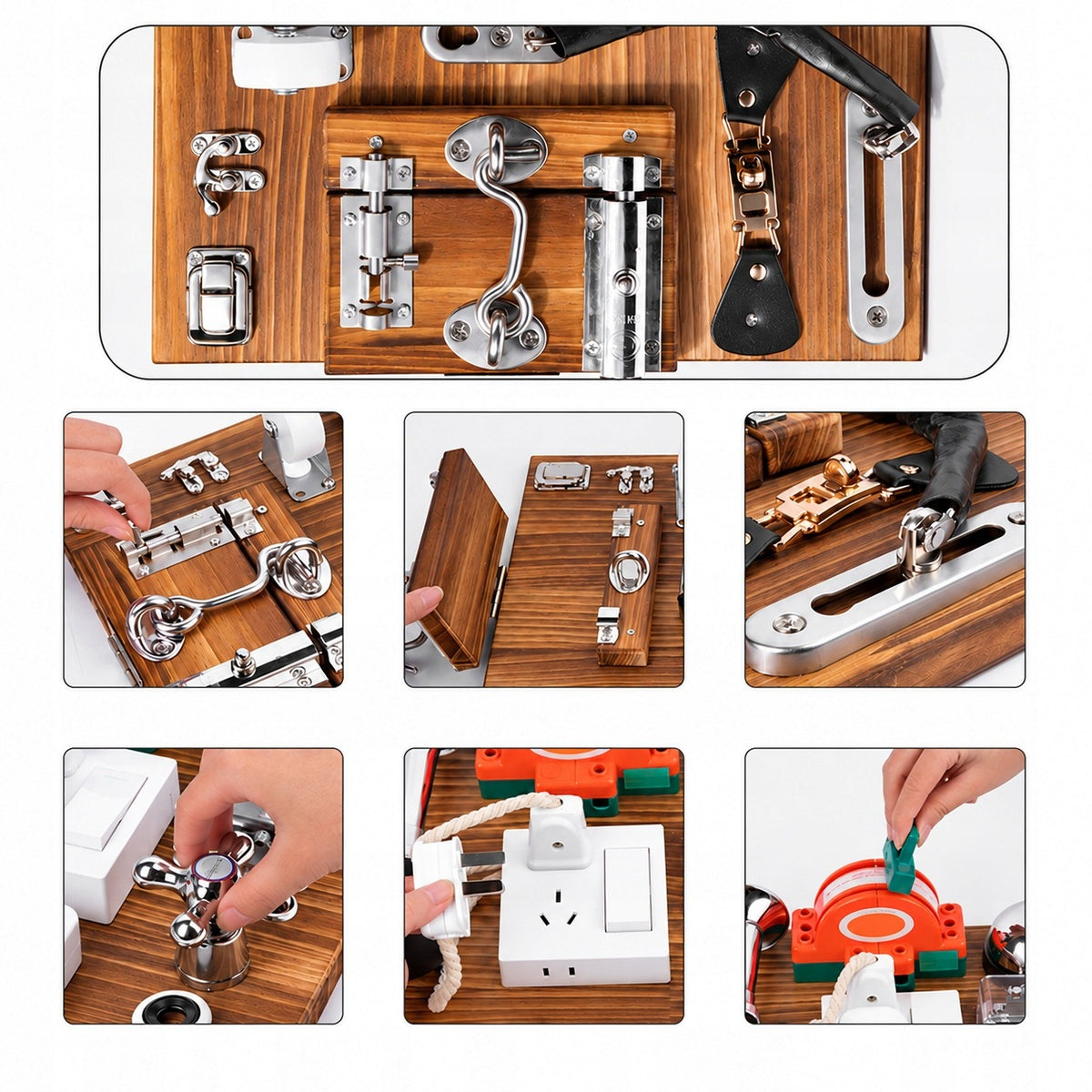 SOLID WOOD SENSORY MANIPULATION BOARD BUSY BOARD FOR KIDS 3+ Packaging status original