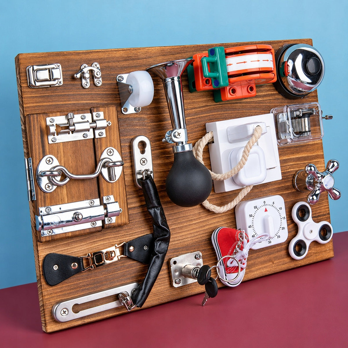 SOLID WOOD SENSORY MANIPULATION BOARD BUSY BOARD FOR KIDS 3+