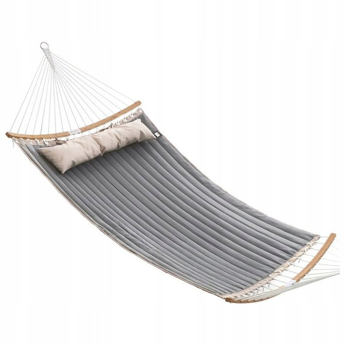 SONGMICS DOUBLE HAMMOCK WITH PILLOW 200x140cm GREY-BEIGE