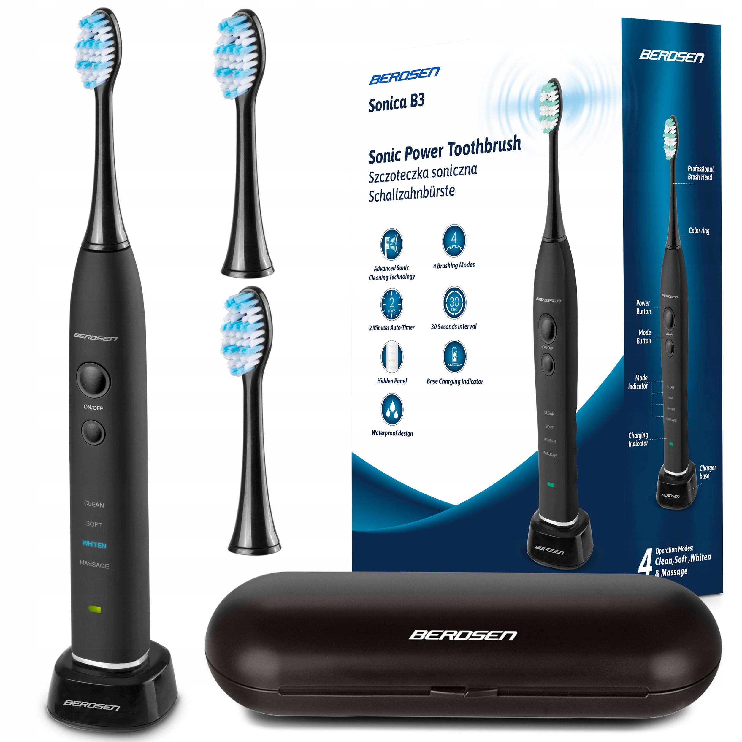 SONIC TOOTHBRUSH ELECTRIC SET WITH CASE BERDSEN