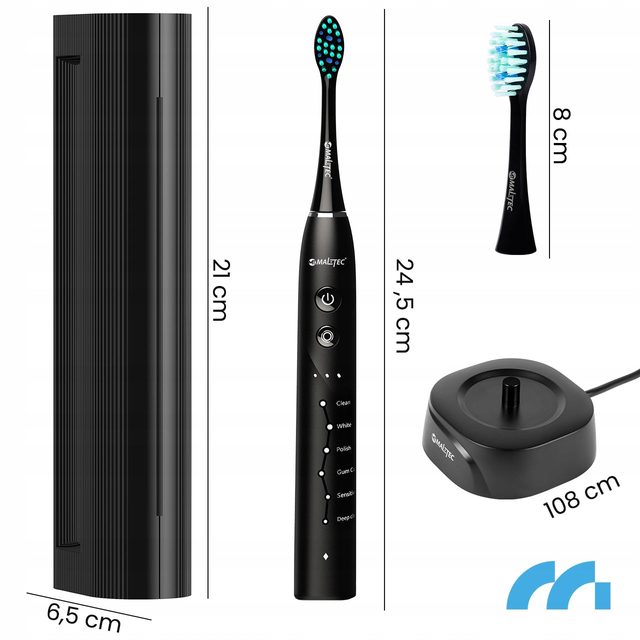 SONIC TOOTHBRUSH ELECTRIC WATERPROOF 6 TIPS CASE Packaging status original