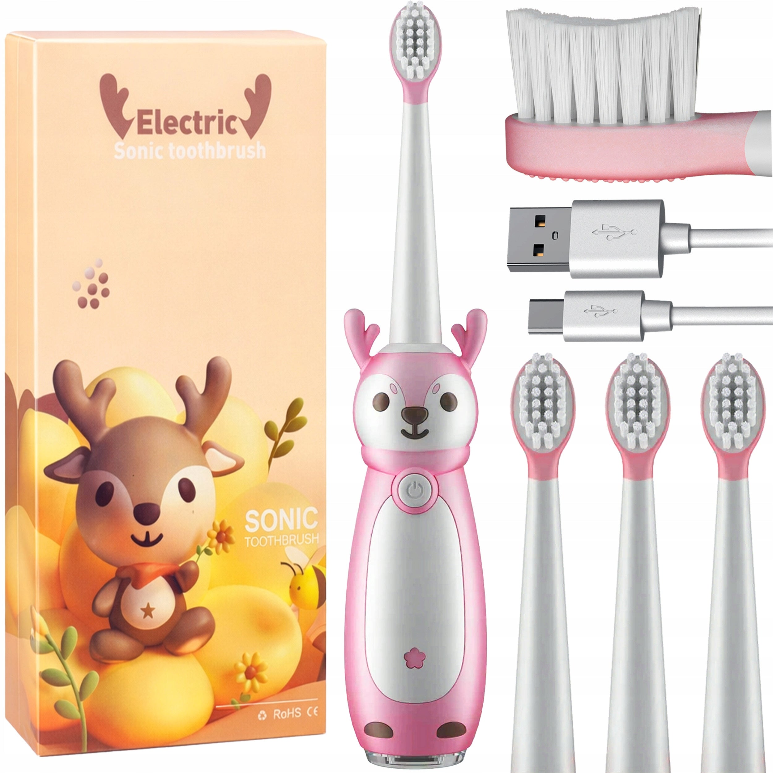 SONIC TOOTHBRUSH FOR CHILDREN ELECTRIC 3 MODES PINK 2-9 YEARS