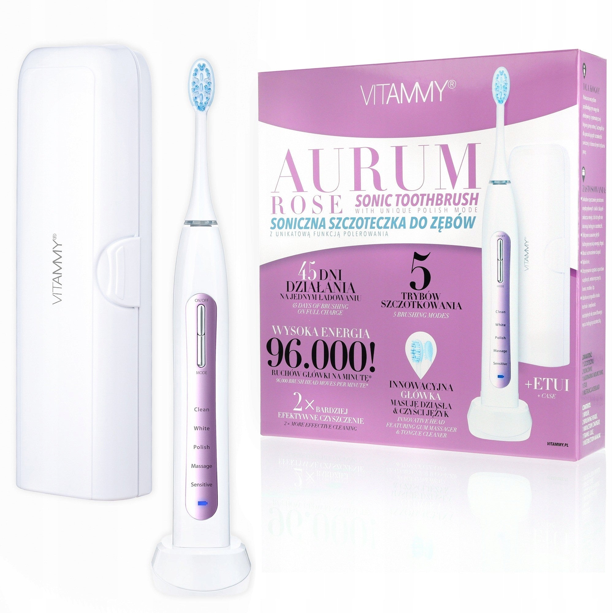 SONIC TOOTHBRUSH VITAMMY AURUM ROSE +ETUI 5PROGRAMS TIMER