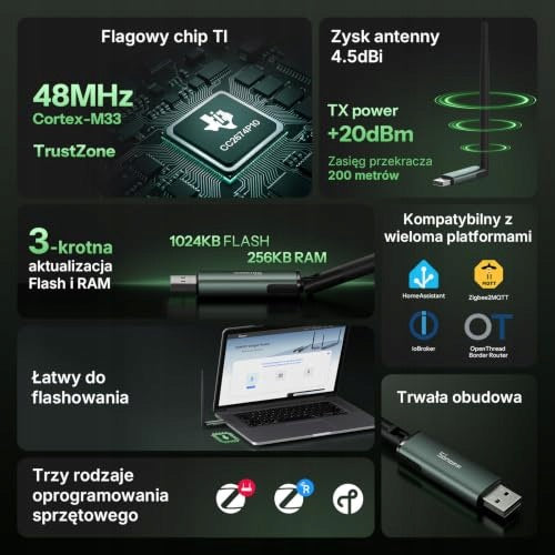 SONOFF ZIGBEE USB DONGLE PLUS CC2674P10 GATEWAY THREAD Steel for Home Kind Intercom