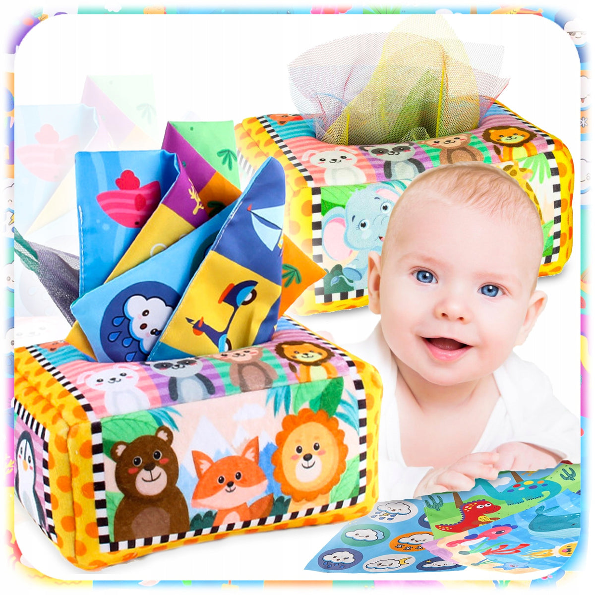 SORTER BOX WITH WIPES Plush Rubbing MONTESSORI Sensory Packaging status original