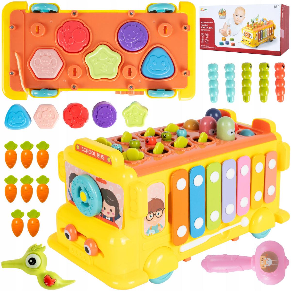 SORTER EDUCATIONAL BUS BLOCKS MONTESSORI CYMBALS CATCH THE WORM
