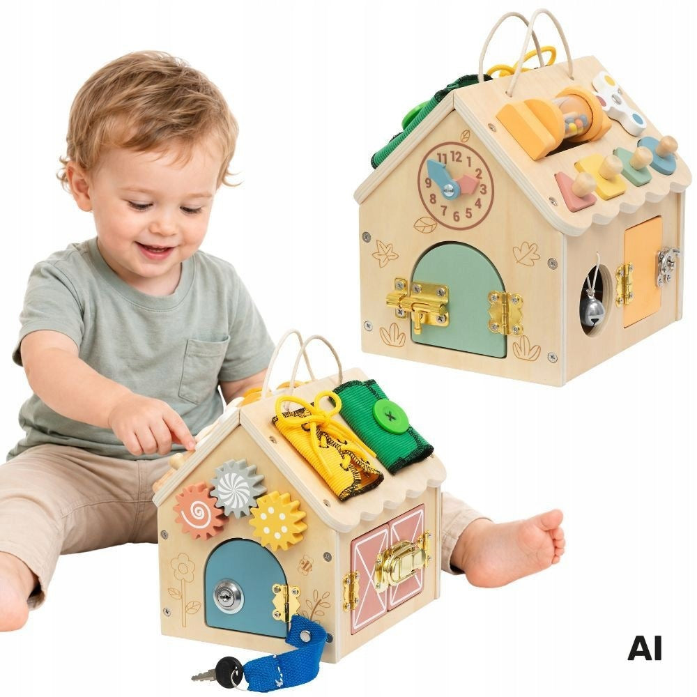 SORTER MONTESSORI MANIPULATIVE WOODEN HOUSE EDUCATIONAL TOOKY TOY