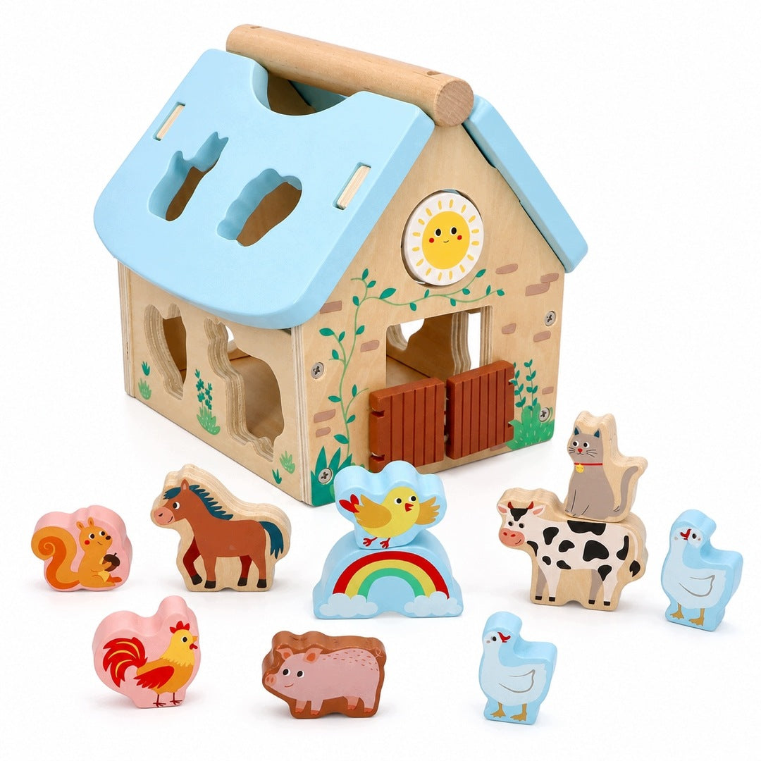 SORTER WOODEN FARM BARN ANIMALS EDUCATIONAL BLOCKS FOR CHILDREN 12M+ Brand no brand