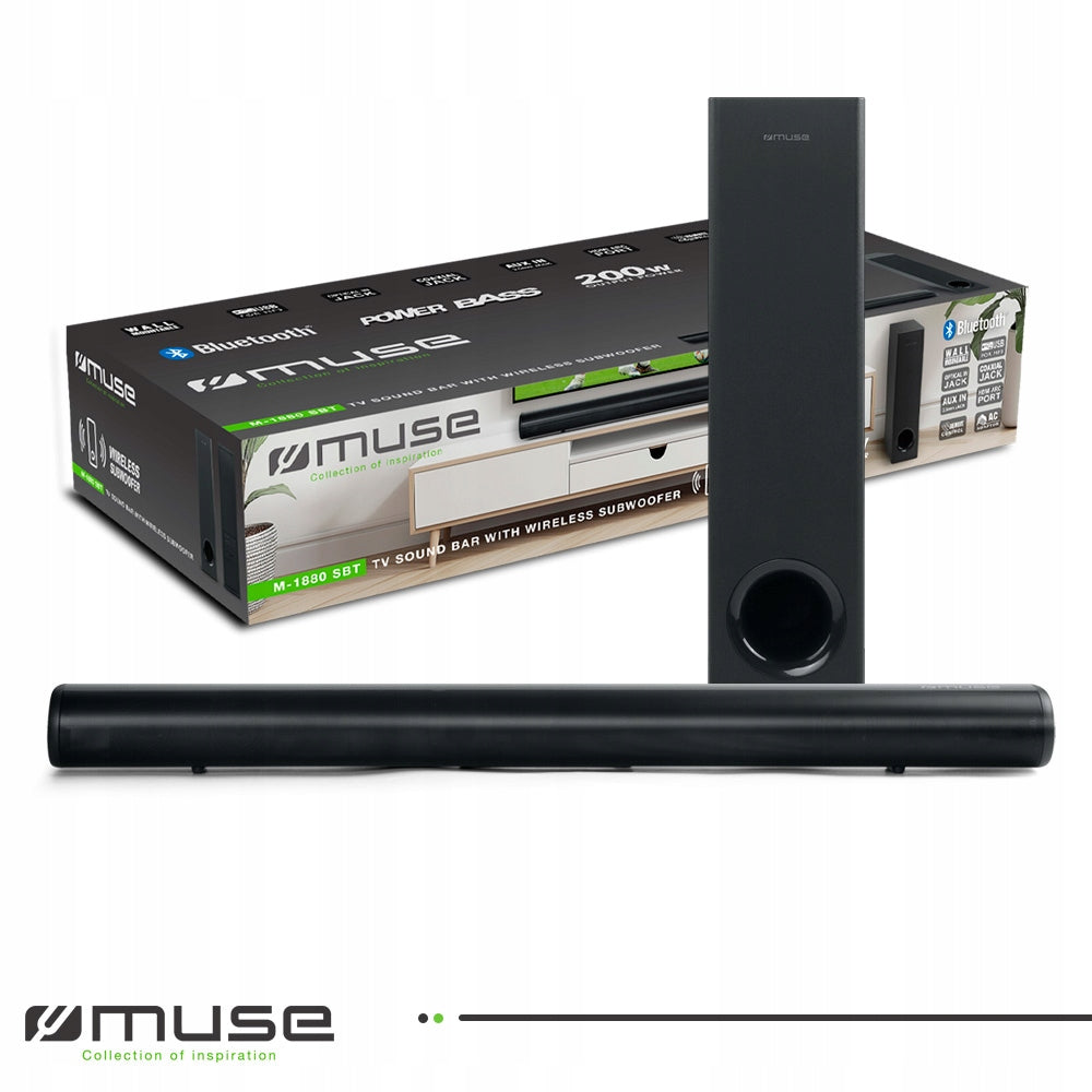 SOUNDBAR MUSE SPEAKER + SUBWOOFER FOR TV STRONG BLUETOOTH 200W REMOTE CONTROL Brand Muse