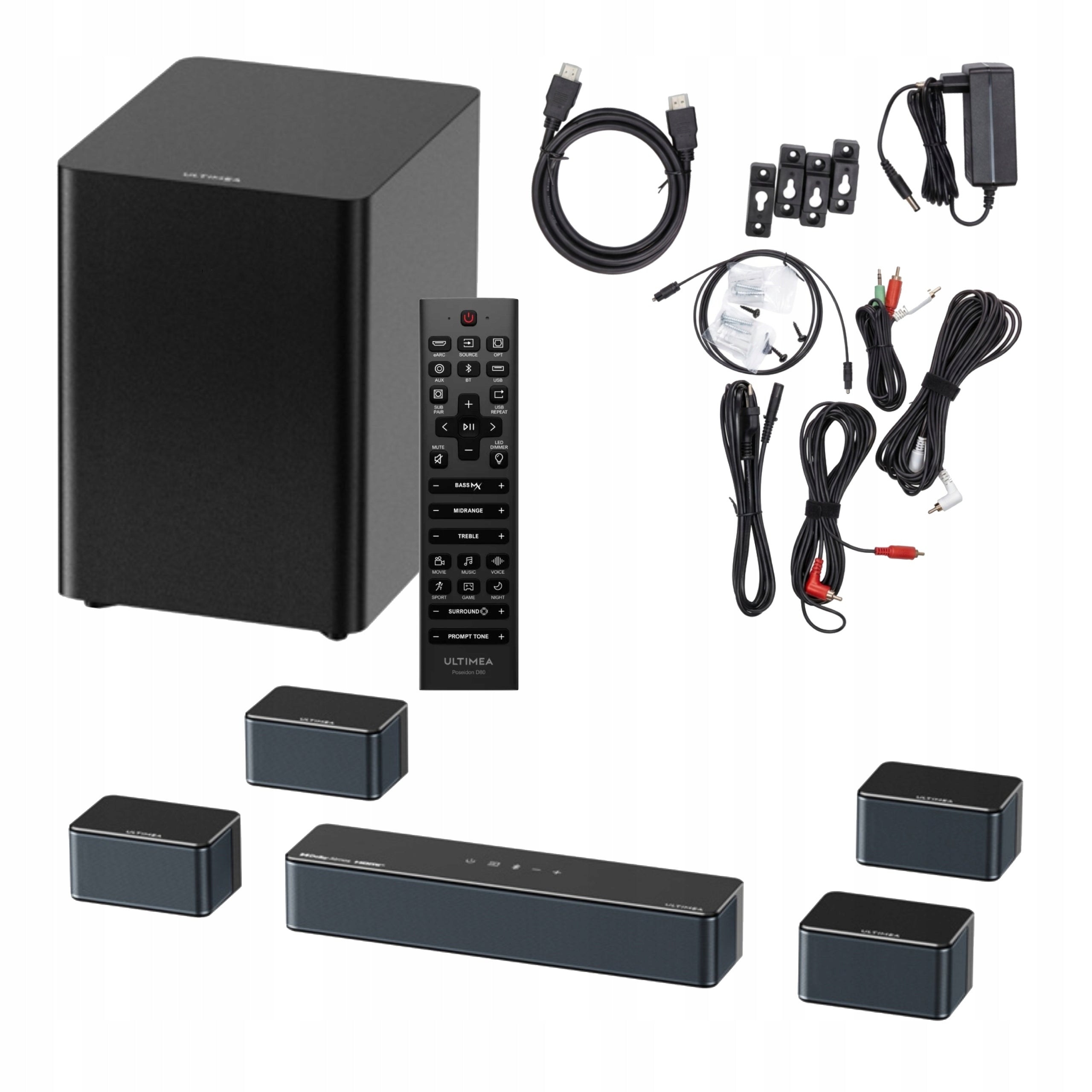 SOUNDBAR SUBWOOFER HOME CINEMA 7.1 WITH DOLBY ATMOS BT 5.3 HDMI EARC USB AUX
