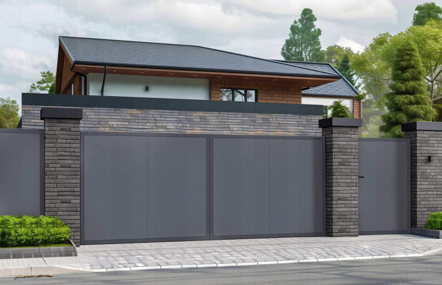 SOUNDPROOFED Fence Spans Discretion STEEL ZINC 200 x 120cm. ANTHRACITE Kind span