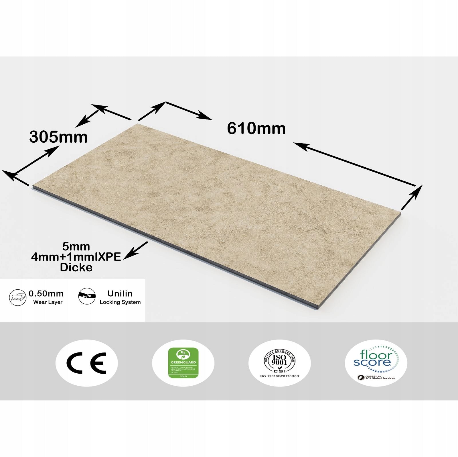 SPC Click Vinyl Flooring 6mm Concrete Effect Brand no brand