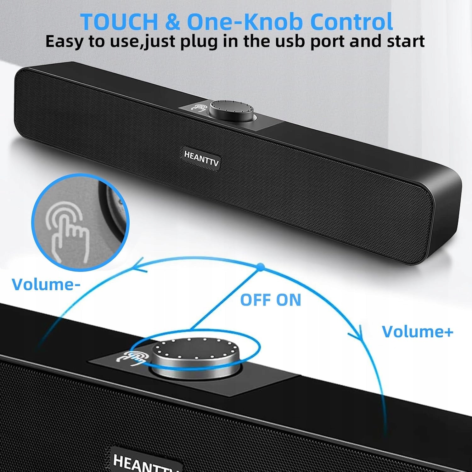 SPEAKER FOR COMPUTER Bluetooth 5.3 USB BLACK HEANTTV Y-10 Model Y10