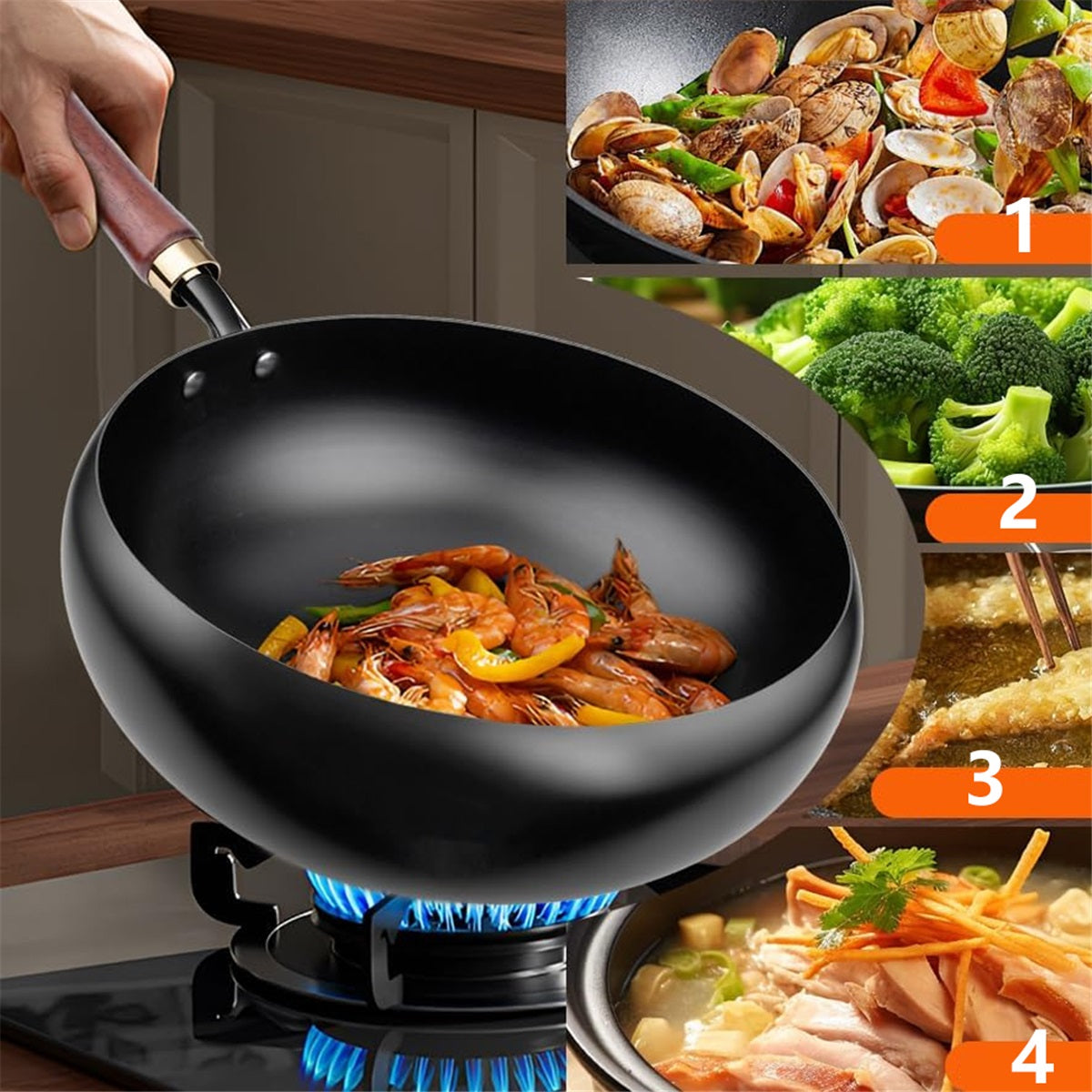 SPHERICAL CAST IRON POT BLACK 28CM UNIVERSAL LARGE CAPACITY Packaging status original