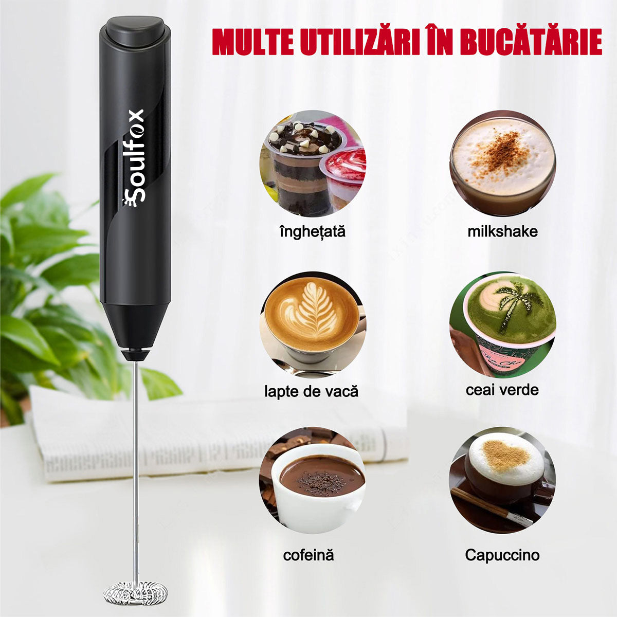 SPIENIACZ DO MLEKA ELEKTRYCZNY RĘCZNY Ze stojakiem Kawa, czekolada, mleko Packaging status original