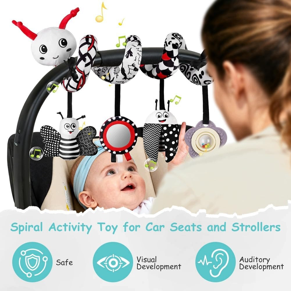 SPIRAL ACTIVITY TOY 50CM SPIRAL PLUSH DANGLING RATTLE Kind toy bars