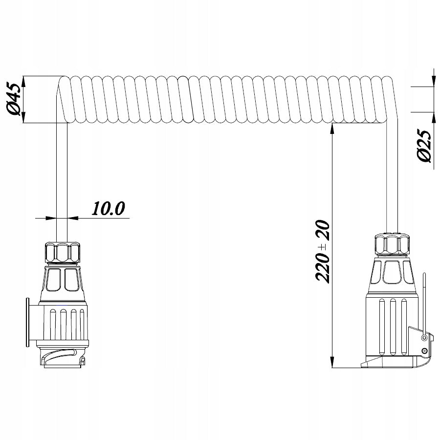 SPIRAL CABLE 13pin 1,5m Electrical Extension Cable Trailer PLUG SOCKET Manufacturer no brand