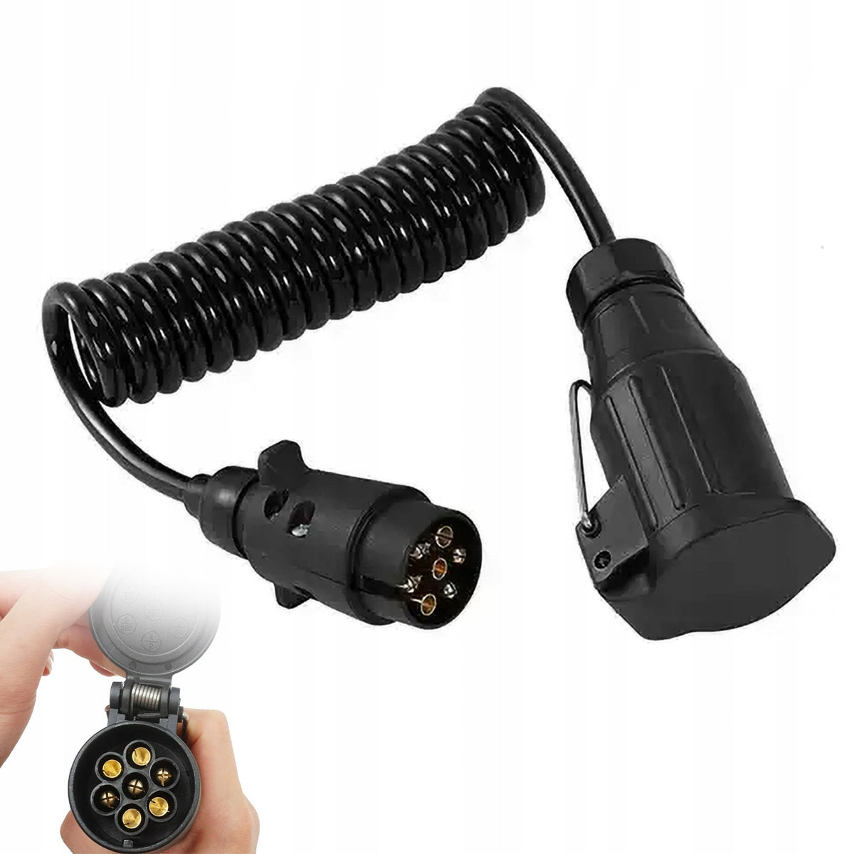 SPIRAL CABLE 7 pin 3m trailer extension cable trailer SOCKET PLUG.
