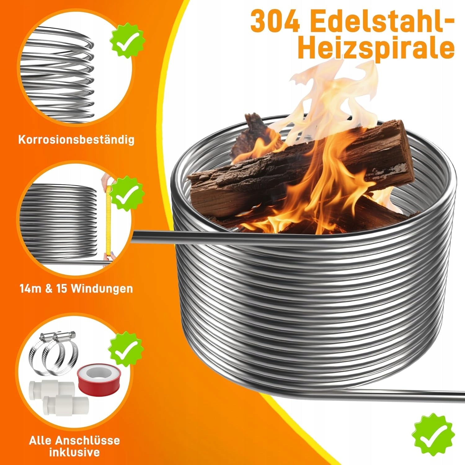 SPIRAL HEATING POOL HEATING FOR WOOD STAINLESS STEEL PIPE 14 M Manufacturer code SPIRALA GRZEWCZA OGRZEWANIE BASENOWE DREWNO