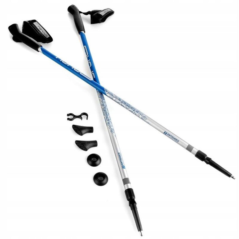 SPOKEY MEADOW SILVER/BLUE Nordic walking poles 105-135 cm Brand Spokey