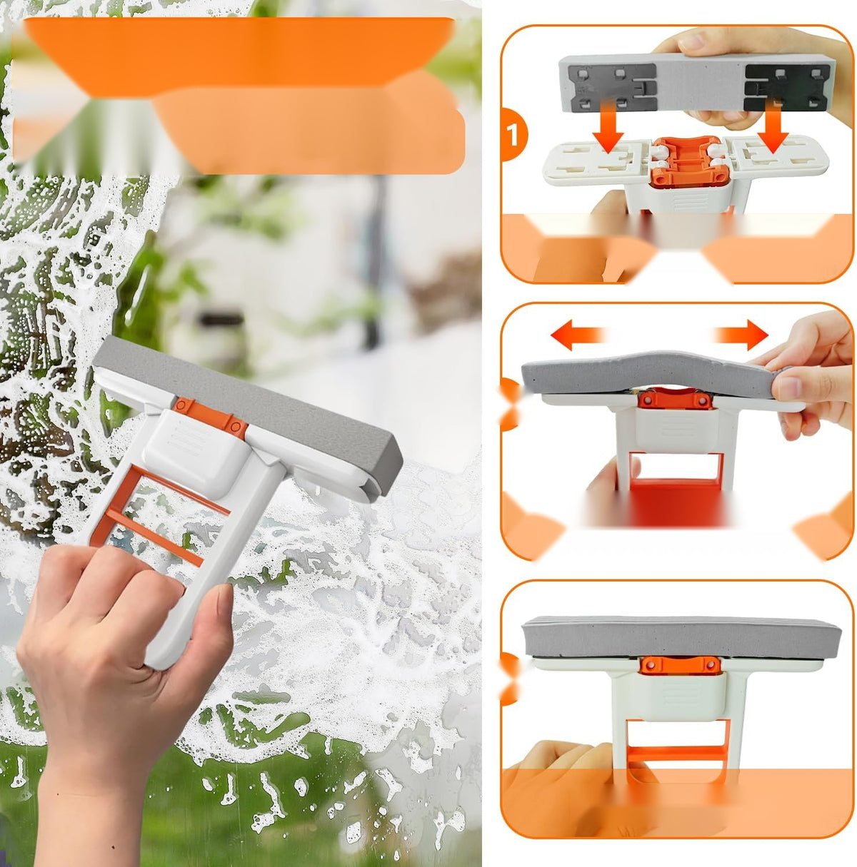 SPONGE FOLDING MOP 2 PIECES SELF-PRESSING PORTABLE SET OF 6 CARTRIDGES Water tank capacity 1 ml