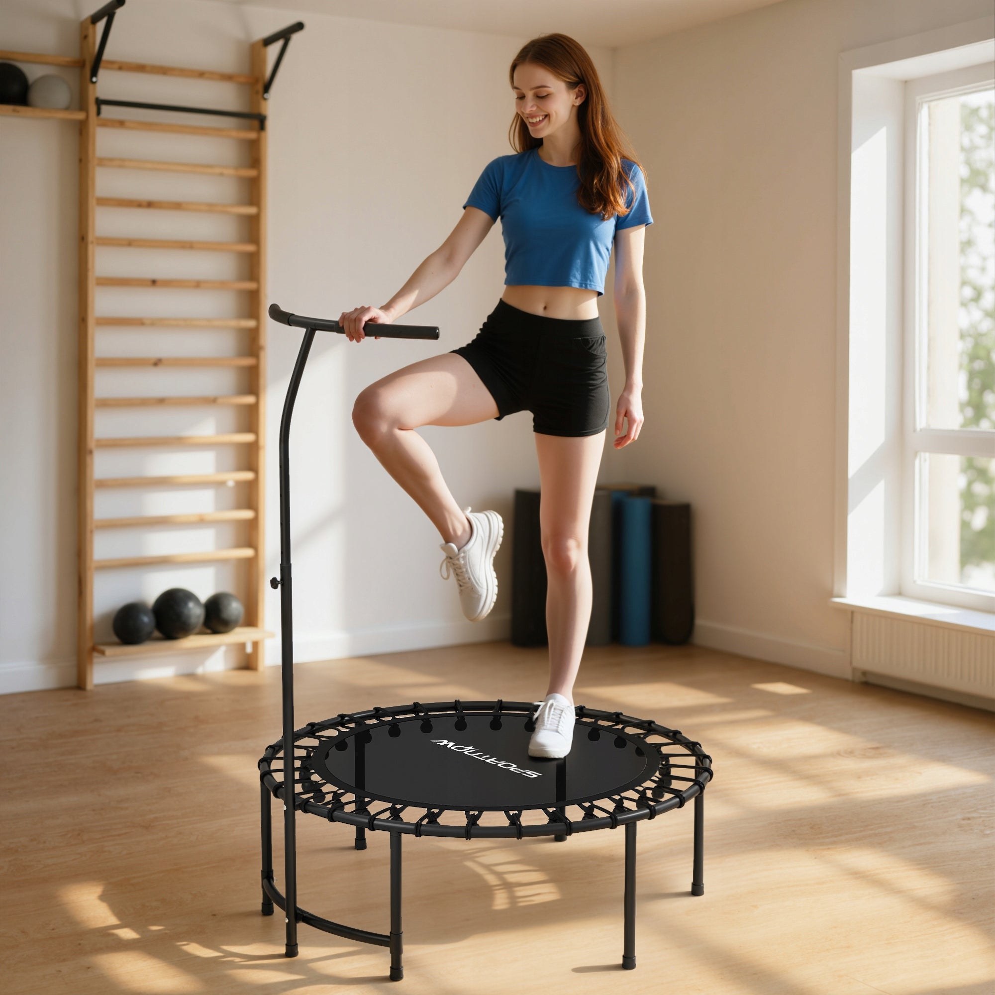 SPORTNOW Folding Fitness Trampoline Ø102 cm Mini with Handle