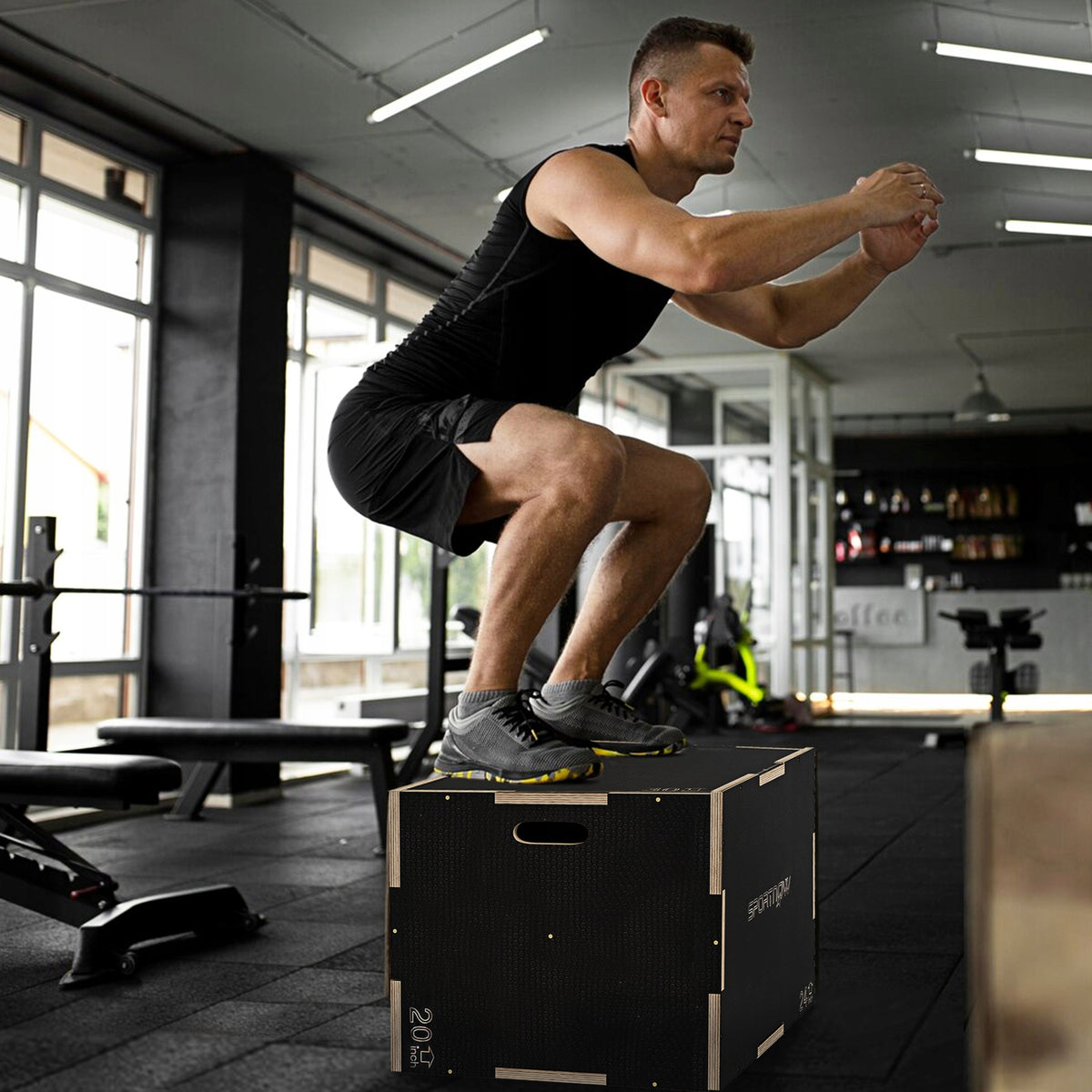 SPORTNOW Plyo-Box/Box durable for Jumping, 76x61x51cm, Black, Handle Packaging status original