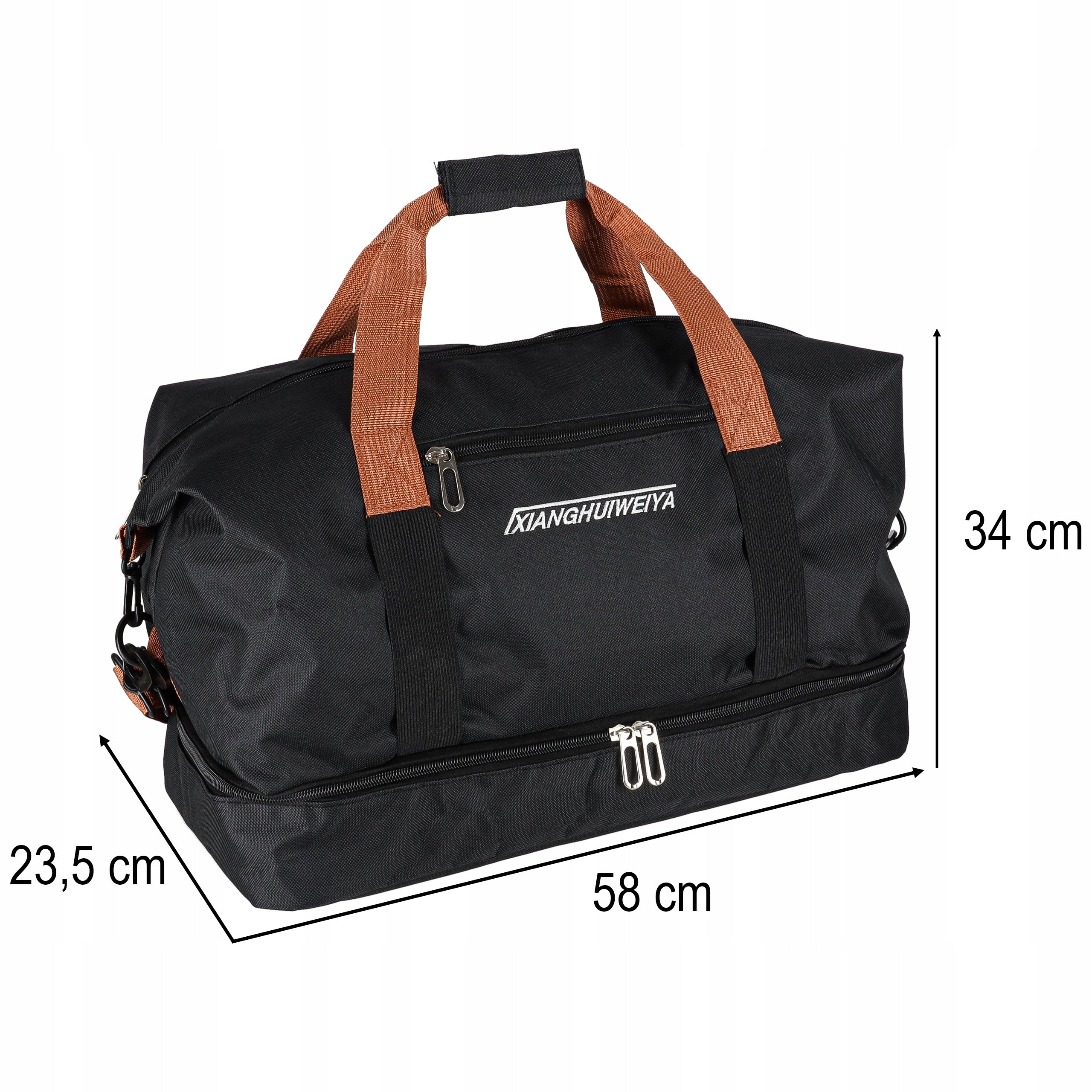 SPORTS BAG TRAINING TRAVEL LARGE TOURIST BLACK CARRY-ON LUGGAGE Brand Ikonka