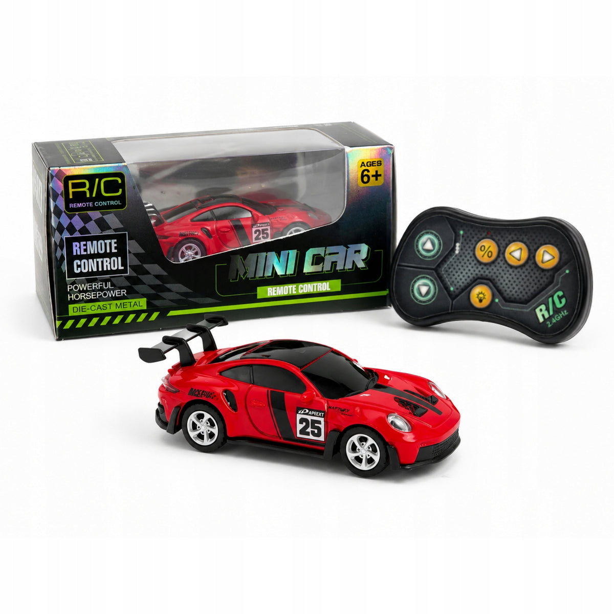 SPORTS CAR REMOTE CONTROLLED MINI RC METAL CAR 1:64 RED