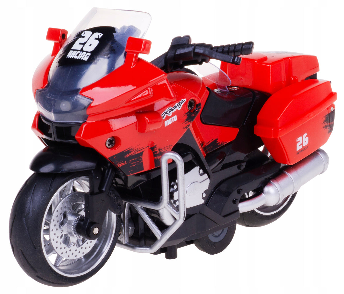 SPORTS MOTORCYCLE #26 RACING METAL-PLASTIC LIGHT SOUND DRIVE RED