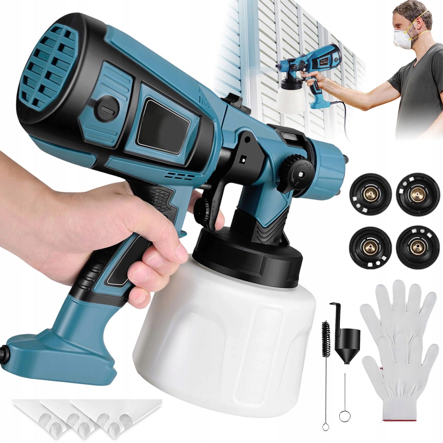 SPRAY GUN FOR WALL 4 NOZZLES 850W 1400ML