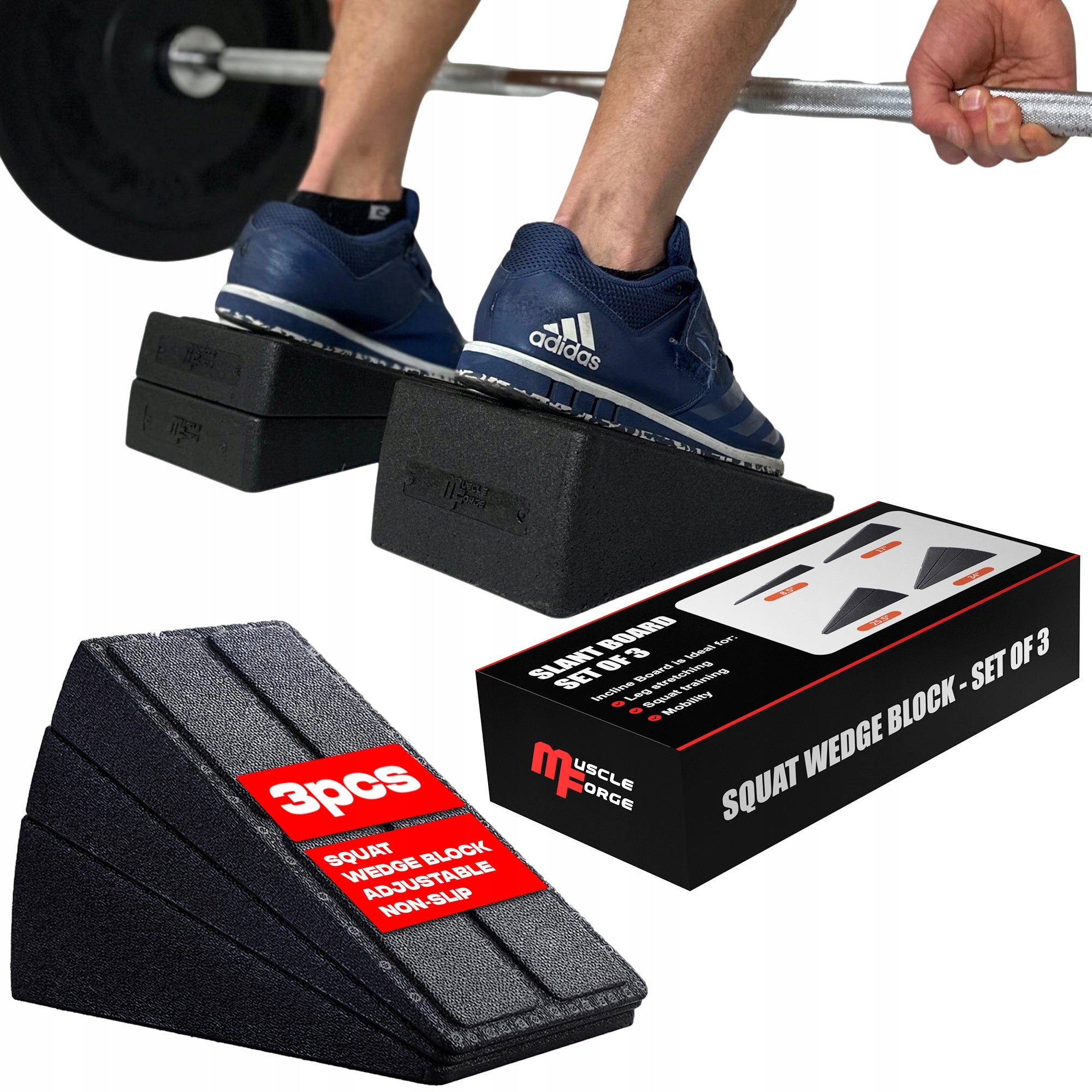 SQUAT WEDGE BLOCK SLOPING SLANT BOARD GUSSET FOR CALF STRETCHING