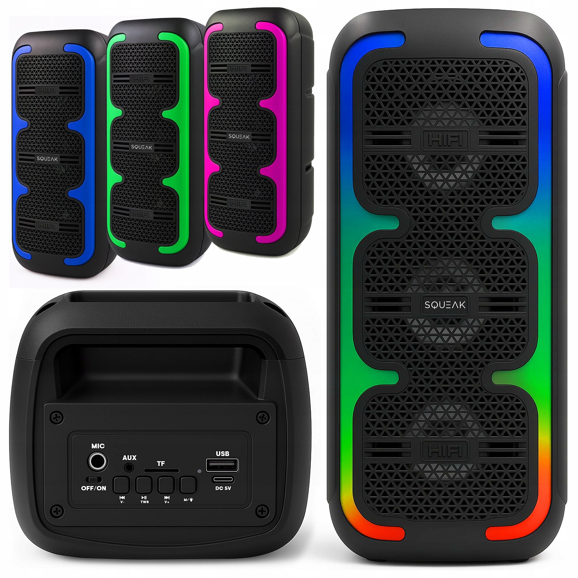 SQUEAK BeatOne Bluetooth Speaker 45W RGB TWS Karaoke USB AUX FM Power Audio