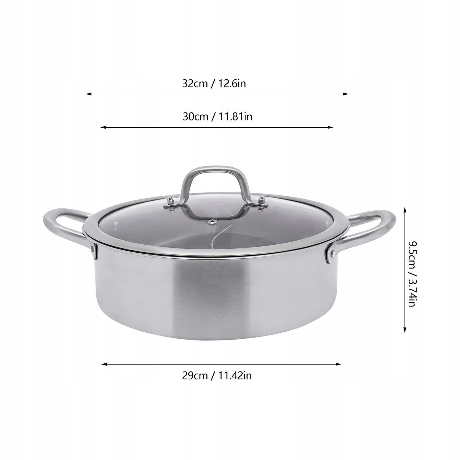 SS304 Hot Pot with Divider, Chinese Hot Pot with Spoon/Leaky Spoon,29*9.5cm EAN (GTIN) 751591574912