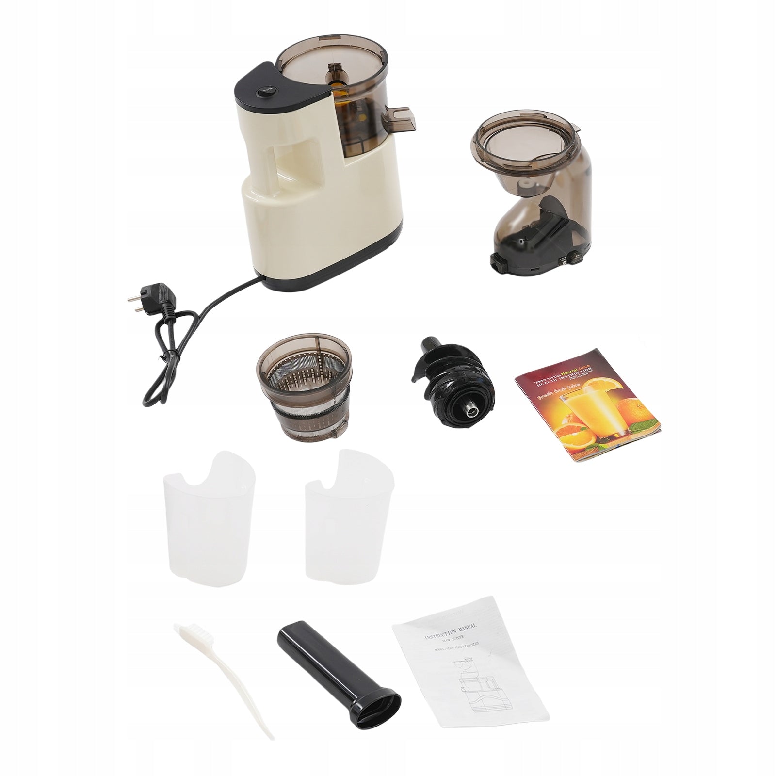 SS304 Slow Juicer, 500W White Electric Fruit Juicer with 2-Cups, 220V Manufacturer code EFJ123