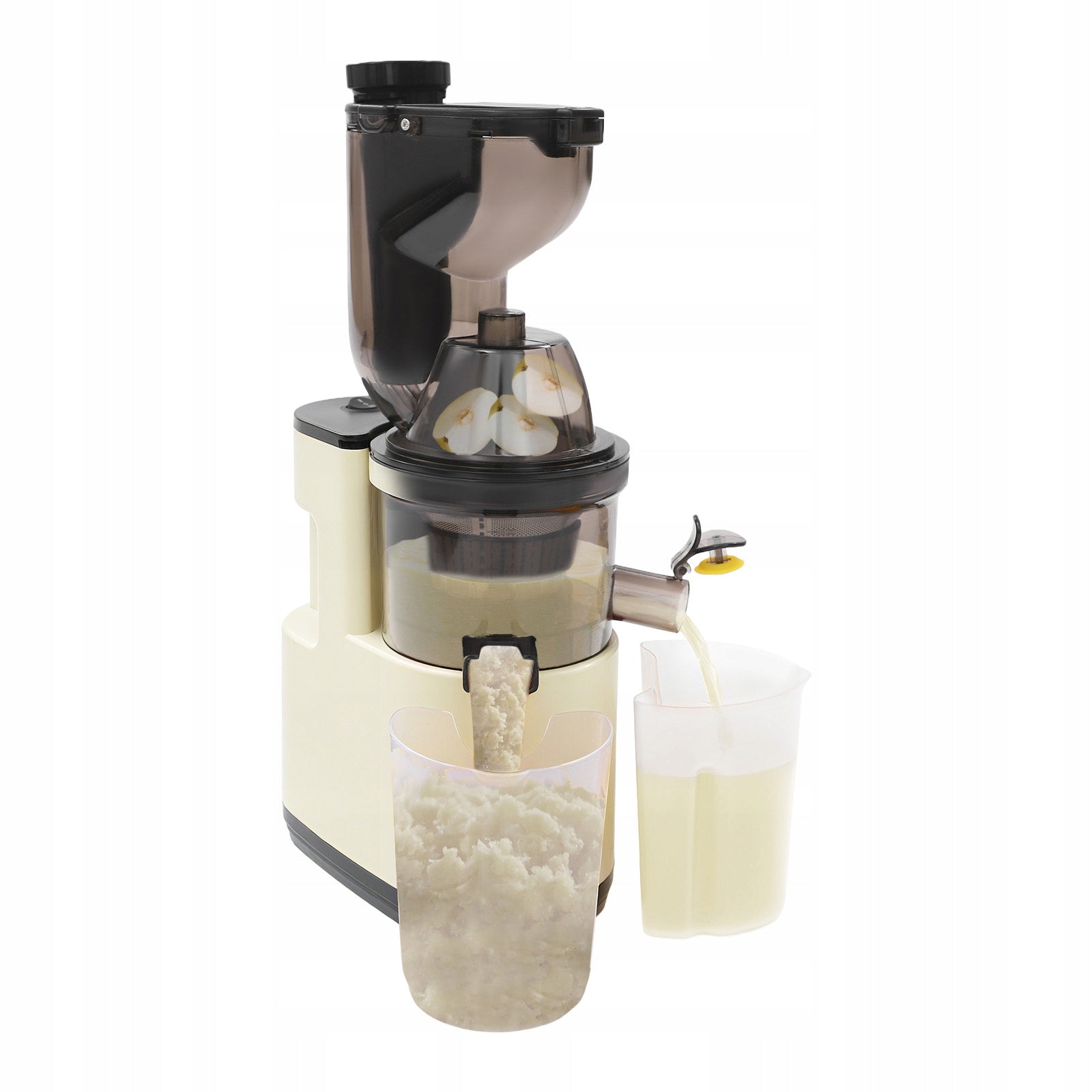 SS304 Slow Juicer, 500W White Electric Fruit Juicer with 2-Cups, 220V
