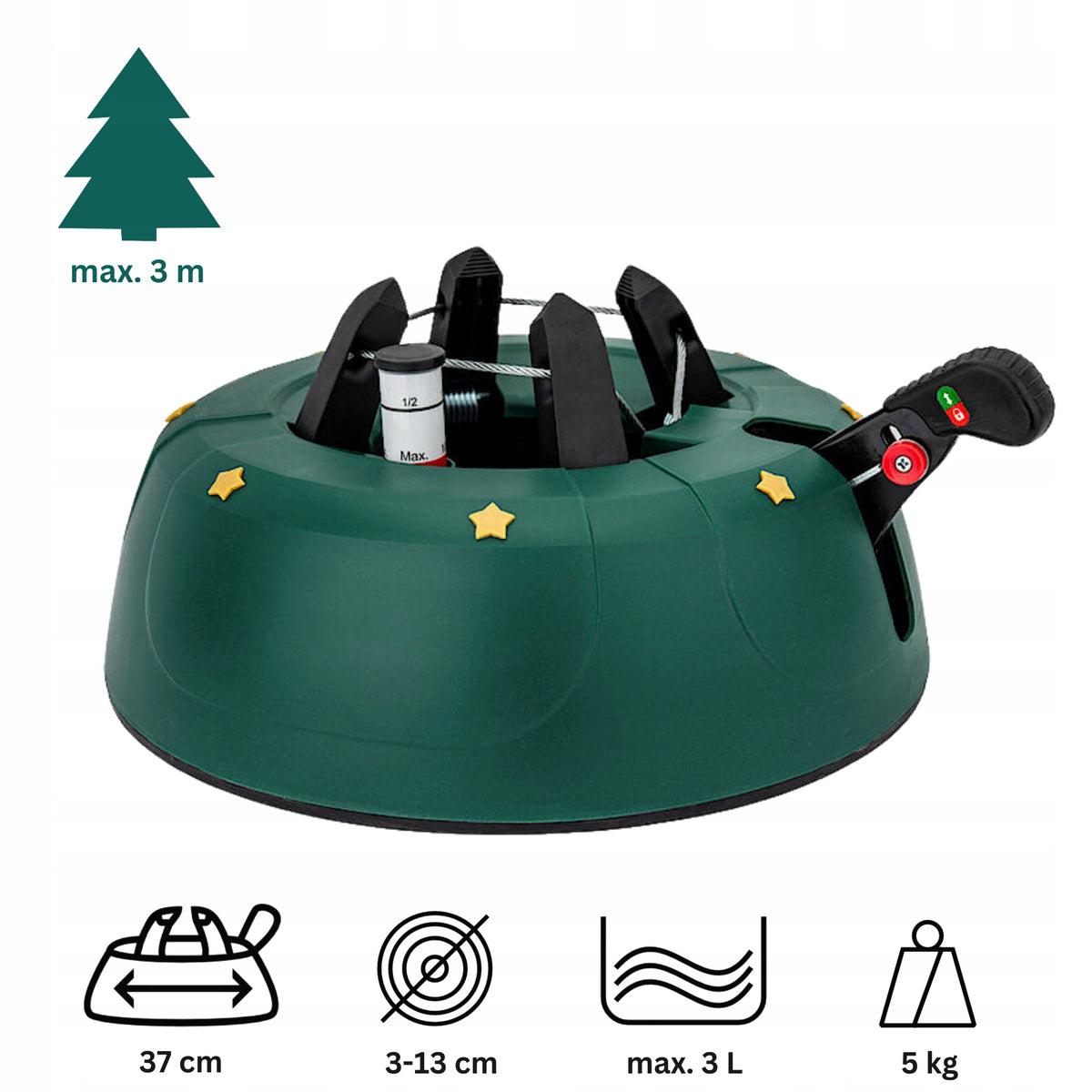 STABLE SELF-CLAMPING CHRISTMAS TREE STAND FOR A LIVE CHRISTMAS TREE HEIGHT UP TO 3 METERS Packaging status original