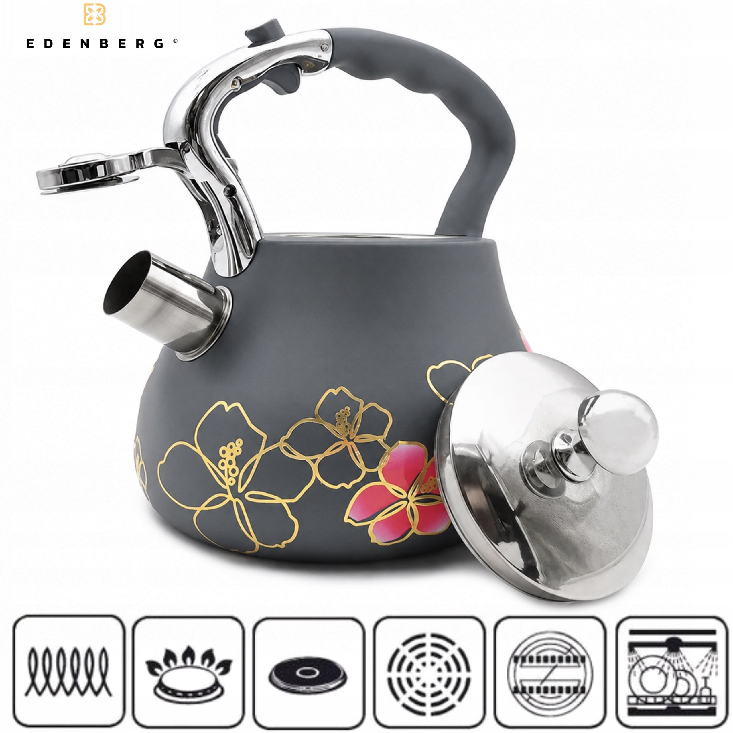 STAINLESS STEEL 3.0L GREY EDENBERG GAS INDUCTION Kettle Packaging status original