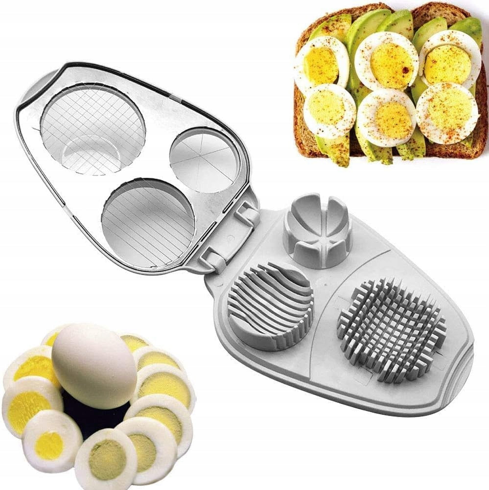 STAINLESS STEEL EGG SLICER 3 TYPES CUTTING UNIVERSAL STRONG