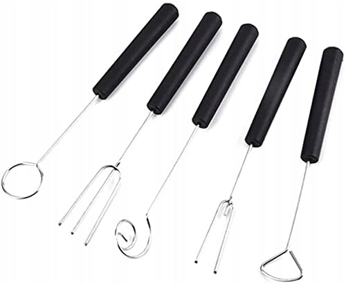 STAINLESS STEEL FONDUE FORKS SET OF 5 CHOCOLATE