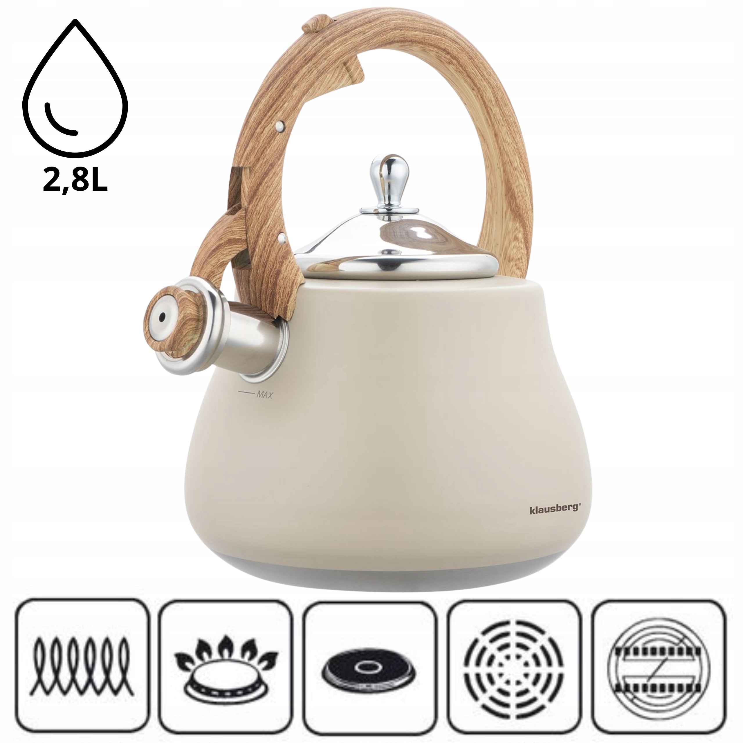 STAINLESS STEEL Kettle 2,8L Traditional Kettle for INDUCTION GAS Beige EAN (GTIN) 5908287279193