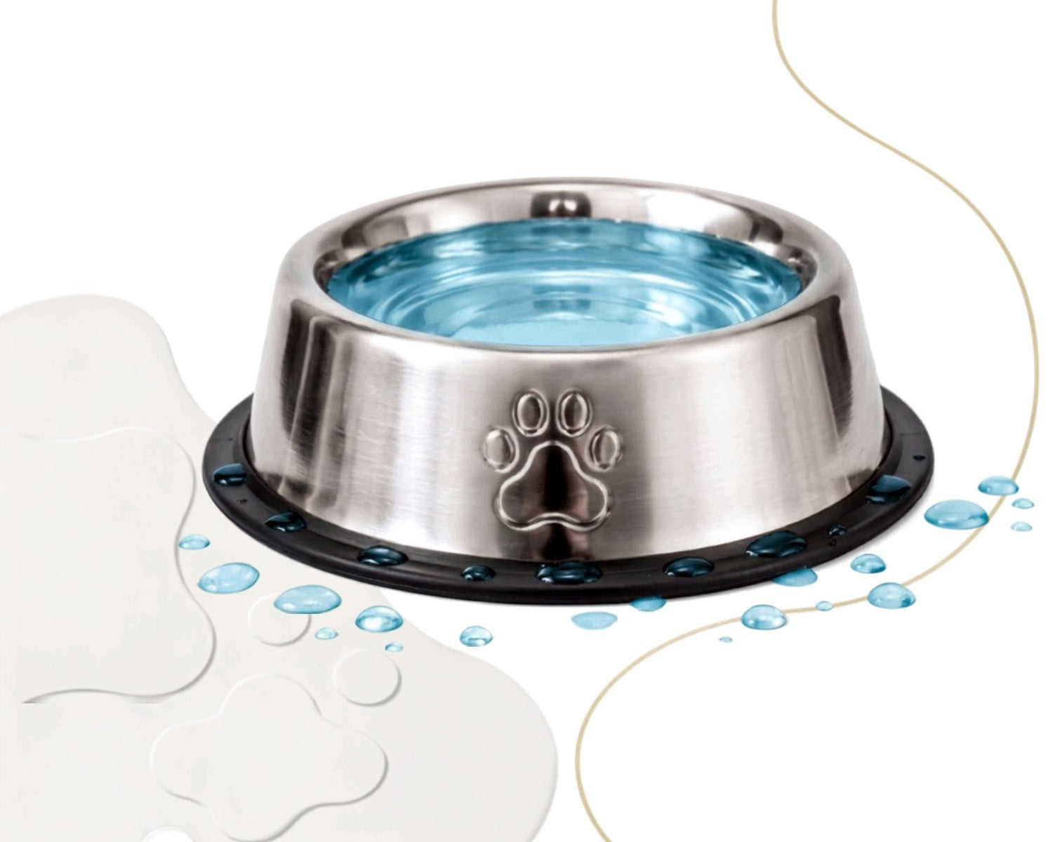 STAINLESS STEEL METAL DOG BOWL NON-SLIP LARGE 1,3L 2PCS Manufacturer code 2xmiskametalowa1,3l