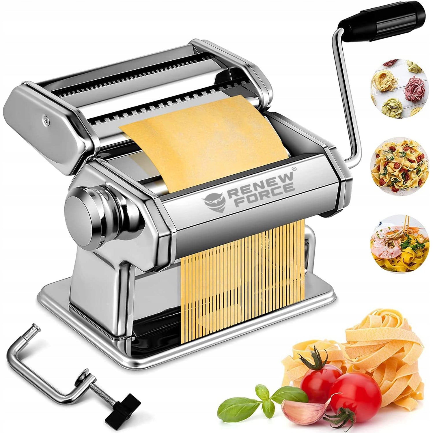 STAINLESS STEEL PASTA MACHINE ROLLING + SLICING MACHINE