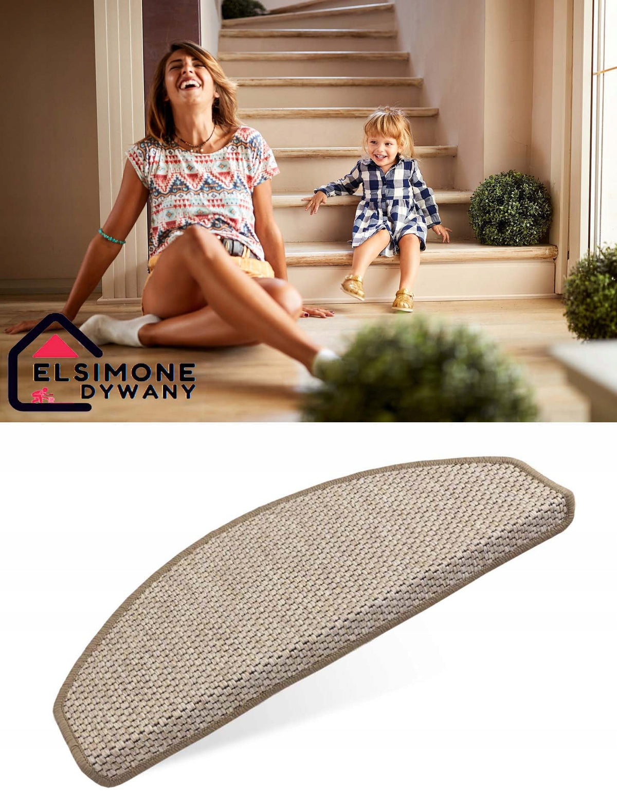 STAIR COVERS STRING RUGS NATURE 65x28cm Brand ELSIMONE CARPET