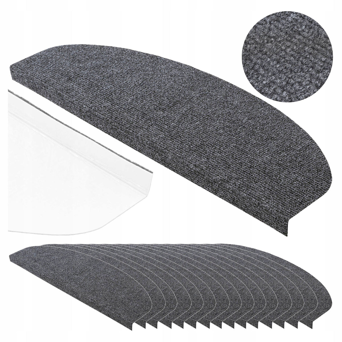 STAIR RUGS STEPS SELF-ADHESIVE OVERLAYS NON-SLIP GRAPHITE x15